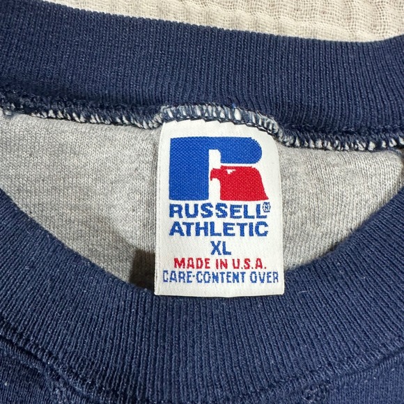Vintage Russell Athletic Blank Crewneck Sweatshirt XL Made USA Colorblock 90s - Picture 2 of 8